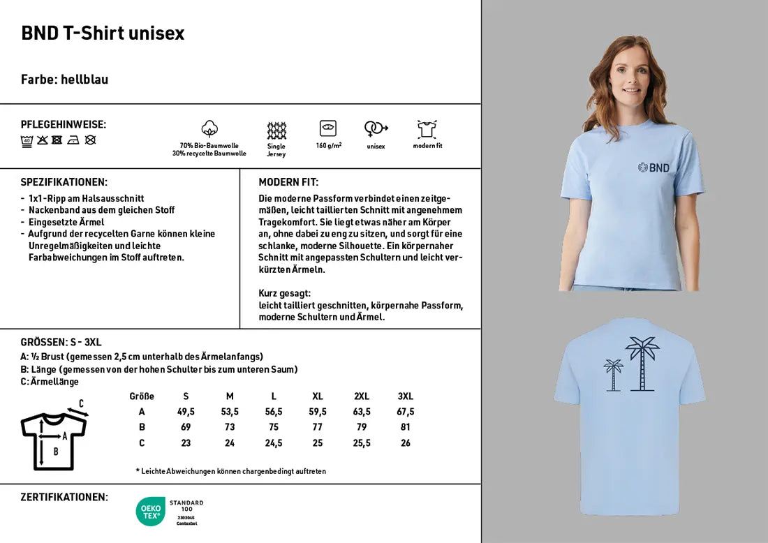 BND-Unisex-T-Shirt hellblau