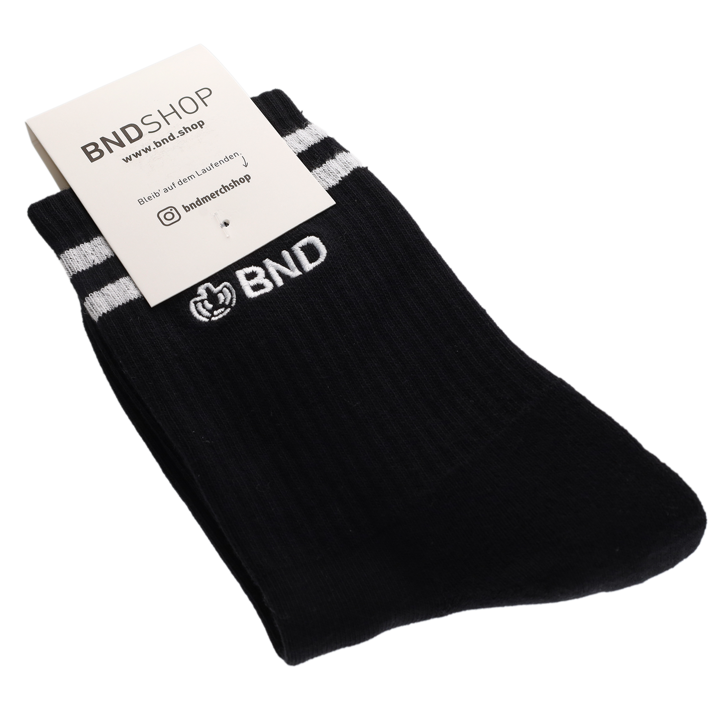 BND-Tennissocken schwarz (80% Bio-Baumwolle, 17% Polyamid und 3% Elasthan)