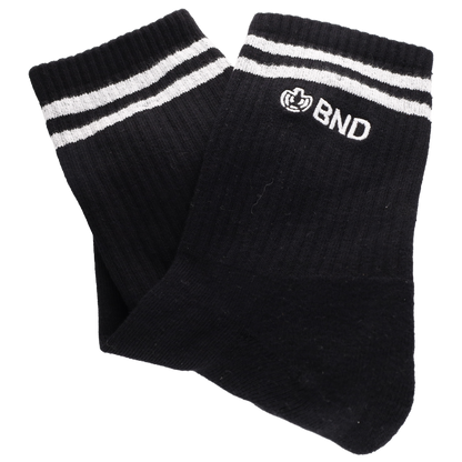 BND-Tennissocken schwarz (80% Bio-Baumwolle, 17% Polyamid und 3% Elasthan)