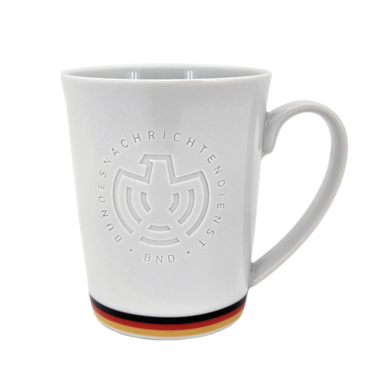 Weiße BND-Porzellantasse